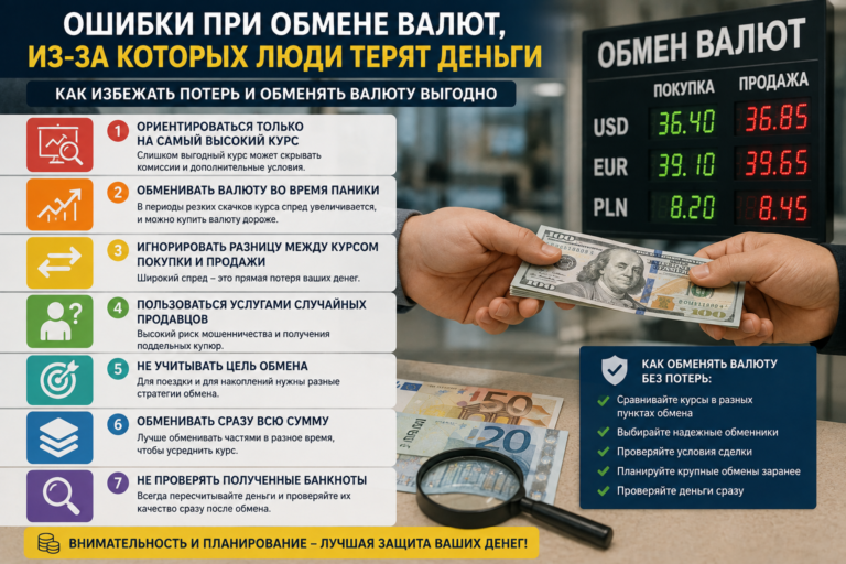 Обмен иностранной валюты — одна из самых распространенных финансовых операций. Кто-то покупает доллары или евро для путешествий, кто-то хранит в них сбережения, а кто-то регулярно обменивает валюту в связи с работой или бизнесом. Несмотря на кажущуюся простоту процедуры, многие люди ежегодно теряют значительные суммы из-за собственных ошибок. Иногда речь идет всего о нескольких копейках на курсе, но при крупных операциях разница может составлять тысячи гривен. В других случаях потери возникают из-за невнимательности, поспешных решений или обращения к ненадежным продавцам валюты. Разберем наиболее распространенные ошибки, которых легко избежать, если заранее знать, на что обращать внимание. Ошибка №1. Ориентироваться только на самый высокий курс Желание получить максимально выгодный курс вполне естественно. Однако слишком привлекательное предложение не всегда означает лучшую сделку. Иногда за необычно выгодным курсом скрываются дополнительные комиссии, ограничения по сумме обмена или другие условия, о которых клиент узнает только непосредственно перед операцией. Поэтому важно оценивать не только цифру на табло, но и прозрачность условий, репутацию компании и отсутствие скрытых платежей. Ошибка №2. Обменивать валюту во время паники Резкие скачки курса часто вызывают эмоциональные решения. Когда появляются тревожные новости, многие стремятся как можно быстрее купить иностранную валюту, опасаясь дальнейшего роста стоимости. Именно в такие моменты спрос резко увеличивается, а вместе с ним расширяется разница между курсом покупки и продажи. В результате человек приобретает валюту по менее выгодной цене, чем мог бы спустя некоторое время после стабилизации рынка. Ошибка №3. Игнорировать разницу между курсом покупки и продажи Некоторые обращают внимание только на один показатель, забывая, что существует курс покупки и курс продажи. Разница между ними называется спредом и может существенно отличаться в зависимости от ситуации на рынке. Чем выше волатильность, тем больше вероятность увеличения спреда. Поэтому перед обменом желательно сравнить предложения нескольких финансовых организаций. Если вы планируете обмен валюты, полезно заранее ознакомиться с актуальными курсами на сайте https://kyt-obmin.kh.ua/ru. Это позволит оценить рыночную ситуацию и выбрать наиболее подходящий момент для совершения операции. Ошибка №4. Пользоваться услугами случайных продавцов Попытка обменять валюту «с рук» может показаться способом немного сэкономить, однако подобные сделки значительно повышают риск столкнуться с мошенниками или получить поддельные банкноты. Сеть пунктов обмена валют КИТ Group уделяет особое внимание проверке подлинности банкнот и соблюдению прозрачных условий проведения операций. Именно поэтому использование официальных обменных пунктов позволяет существенно снизить финансовые риски. Ошибка №5. Не учитывать цель обмена Подход к покупке валюты зависит от того, зачем она необходима. Если средства нужны для путешествия через несколько дней, ожидание идеального курса может оказаться неоправданным. Если же речь идет о долгосрочных накоплениях, имеет смысл отслеживать динамику рынка и покупать валюту постепенно. Такой подход помогает уменьшить влияние краткосрочных колебаний курса и снизить риск покупки по локальному максимуму. Ошибка №6. Обменивать сразу всю сумму Еще одна распространенная ошибка — проведение крупной операции за один раз. Даже опытные аналитики не способны с абсолютной точностью определить лучший момент для покупки или продажи валюты. Поэтому многие финансовые консультанты рекомендуют использовать принцип поэтапного обмена. Разделив сумму на несколько частей и совершая операции в разные дни, можно получить более сбалансированный средний курс. Ошибка №7. Не проверять полученные банкноты После завершения операции многие сразу убирают деньги в кошелек, не пересчитав их и не осмотрев купюры. Это занимает всего несколько секунд, но позволяет убедиться в правильности суммы и отсутствии поврежденных или вызывающих сомнение банкнот. Особенно важно обращать внимание на качество купюр, если речь идет о крупных суммах наличных. Как избежать финансовых потерь при обмене валют сравнивайте предложения нескольких обменных пунктов; не принимайте решения под влиянием эмоций; не гонитесь исключительно за самым выгодным курсом; используйте только надежные официальные пункты обмена; проверяйте сумму и состояние банкнот сразу после получения; при крупных операциях заранее планируйте время обмена. Заключение Большинство финансовых потерь при обмене валют связано не с непредсказуемостью рынка, а с обычной невнимательностью и поспешными решениями. Сравнение курсов, проверка условий сделки, использование официальных обменных пунктов и спокойный подход к выбору момента обмена позволяют значительно снизить риски. Чем более осознанно человек подходит к подобным операциям, тем выше вероятность сохранить собственные средства и получить максимально выгодный результат.